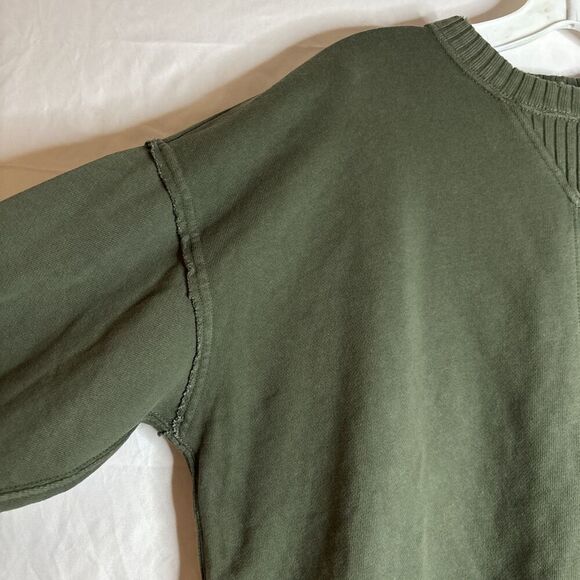 Aerie Down To Earth Crewneck Distressed Sweatshirt Women's Size XS Olive Green - Picture 2 of 16